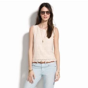 Madewell Cream Lace Tank Top size Medium